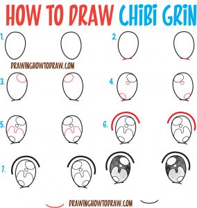 How to Draw Happy / Smiling / Laughing Chibi Expressions and Emotions - Easy Steps Drawing Tutorial for Beginners