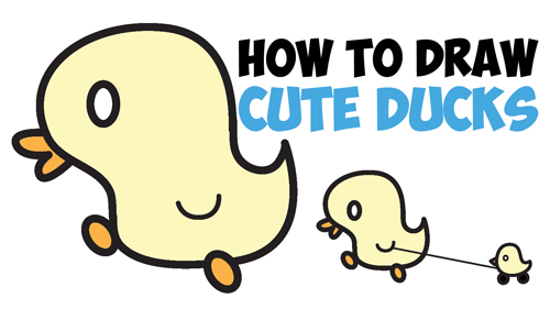 How to Draw Cute Kawaii Baby Ducks / Cartoon Ducklings in Easy Step by Step Drawing Tutorial for Kids