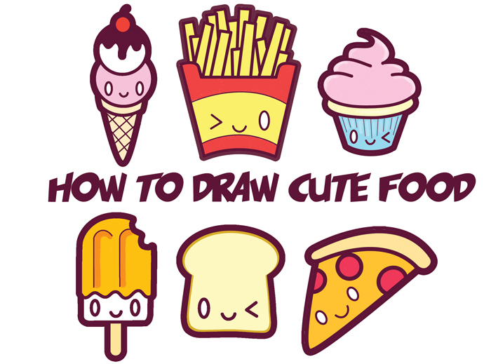 How to Draw a Cute Kawaii Piece of Cake with a Face on it from the