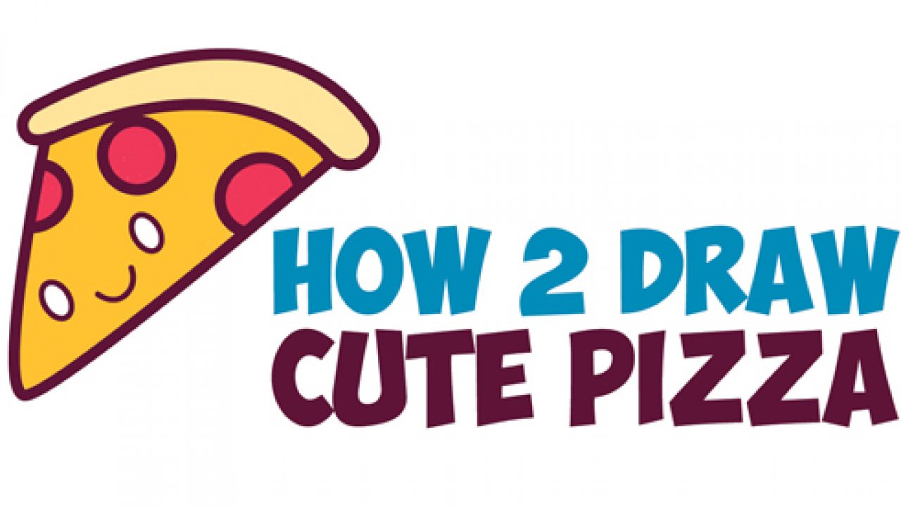 how to draw cute kawaii pizza slice face on it easy stepbystep drawing kids 1