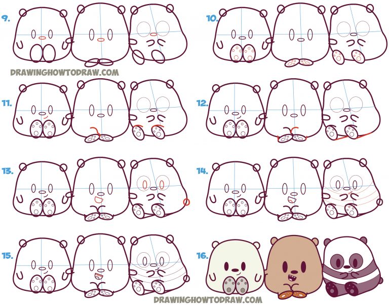 How to Draw We Bare Bears (Cute / Kawaii / Chibi / Baby Style ...