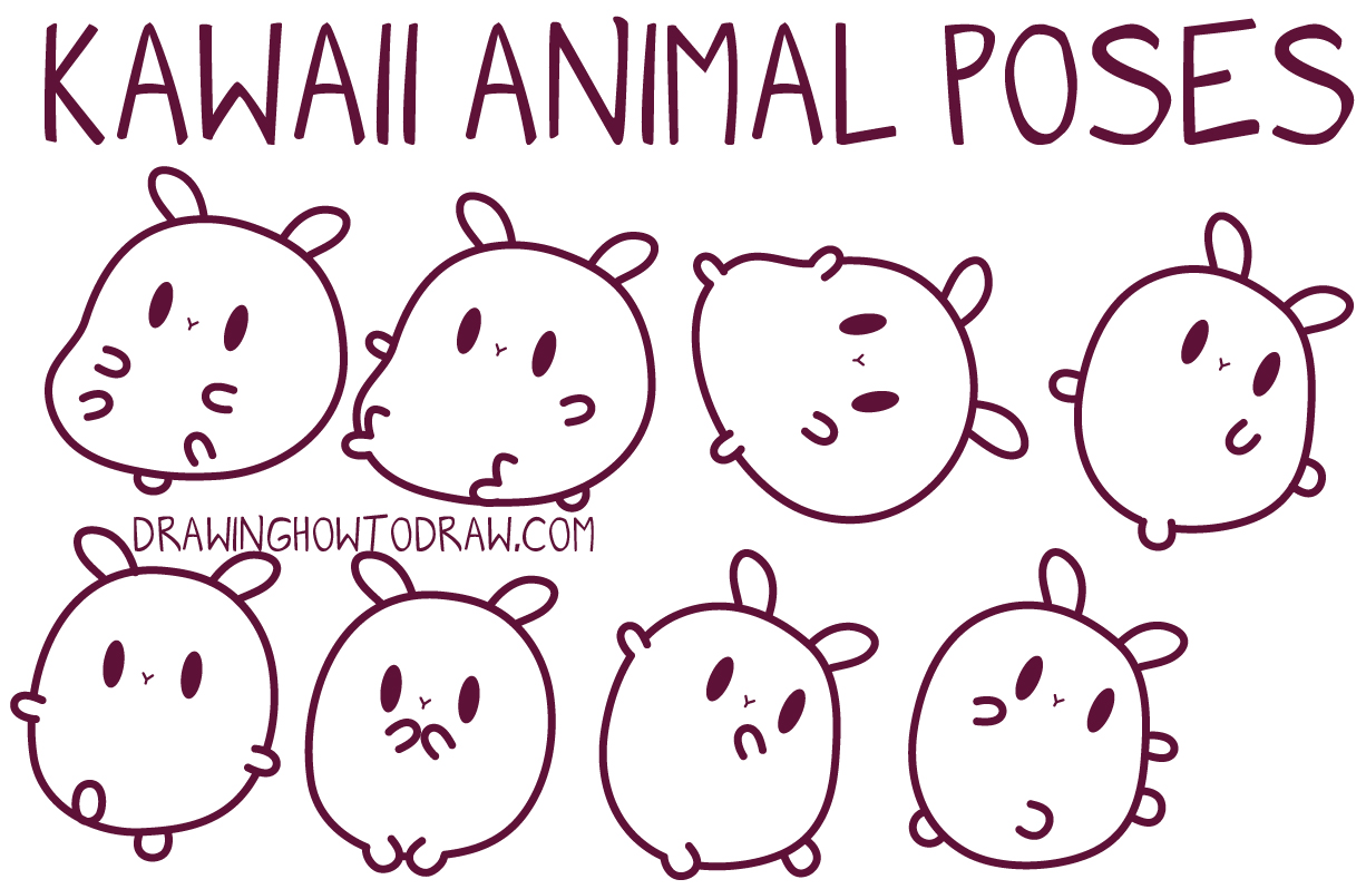 how to draw kawaii animals poses