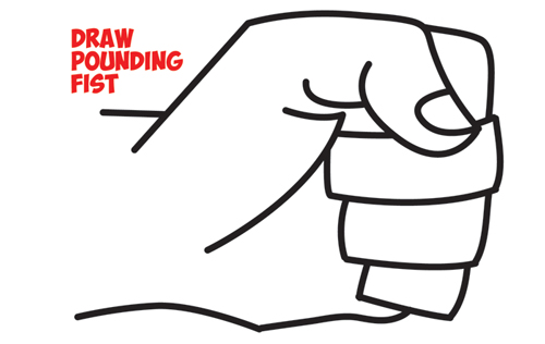 How to Draw Fists Side View Clenched : Drawing Cartoon Pounding Fists : Easy Step by Step Drawing Tutorial