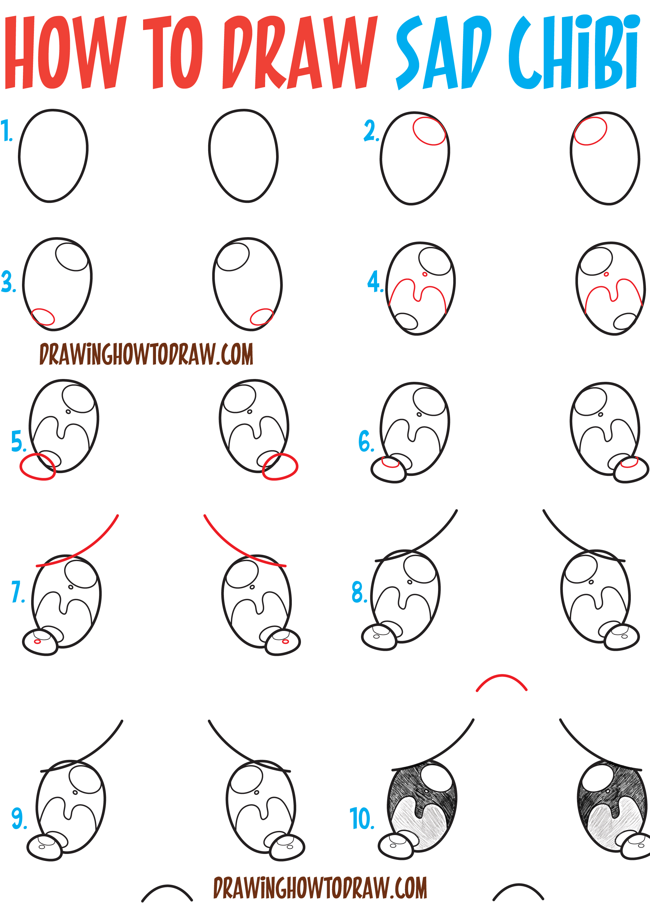 how to draw a sad eye step by step