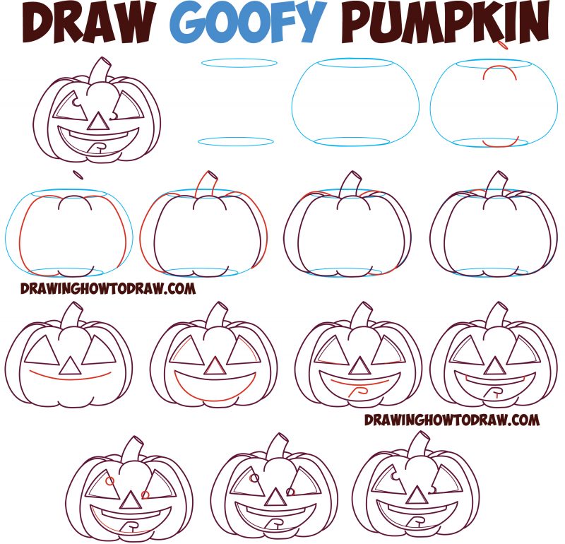 Huge Guide to Drawing Cartoon Pumpkin Faces / Jack O’Lantern Faces ...