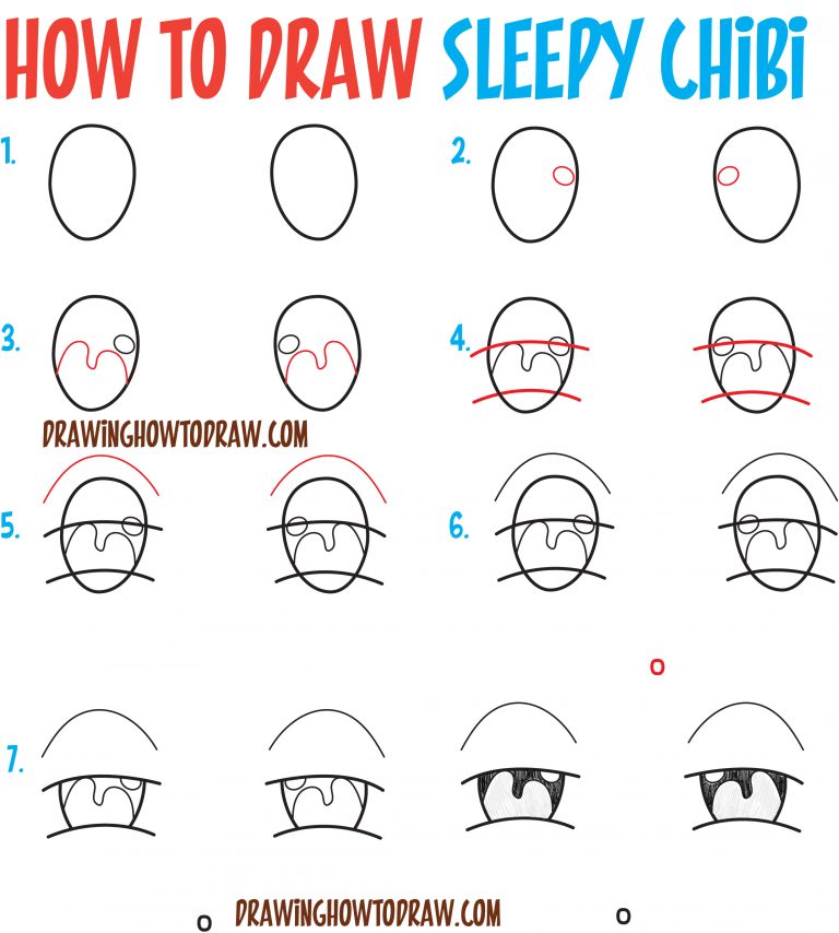 How to Draw Tired / Sleepy / Exhausted Chibi Expressions – Easy Step by ...