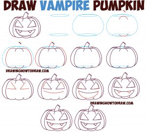 Huge Guide to Drawing Cartoon Pumpkin Faces / Jack O’Lantern Faces ...