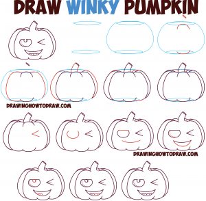 Huge Guide to Drawing Cartoon Pumpkin Faces / Jack O’Lantern Faces ...