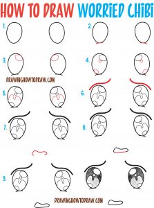 How to Draw Worried / Ashamed / Embarrassed Chibi Expressions and ...