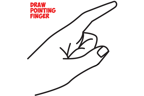 How to Draw a Pointing Hand Side View : How to Draw Cartoon Pointing Fingers - Easy Steps Drawing Tutorial