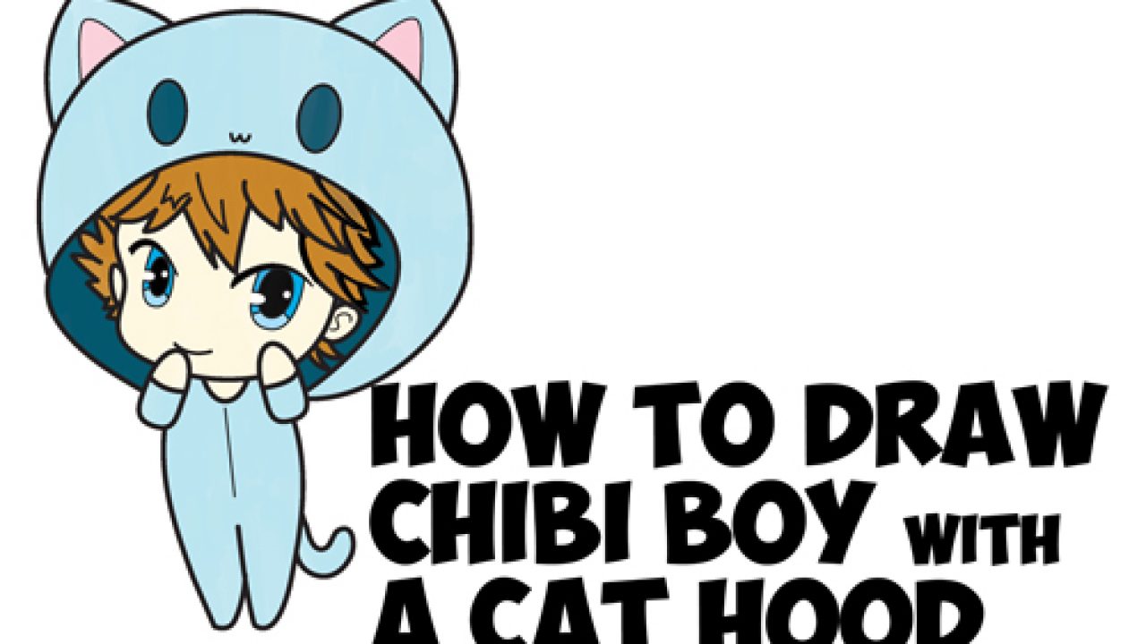 how to draw a chibi kawaii cute boy with cute hood easy steps drawing lesson kids