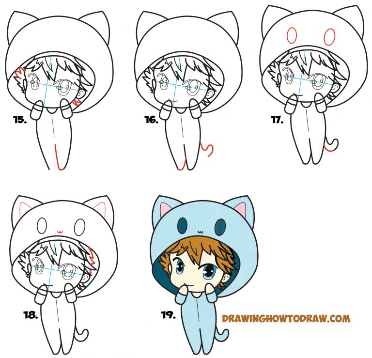 How to Draw a Chibi Boy with Hood On – Drawing Cute Chibi Boys – Easy ...