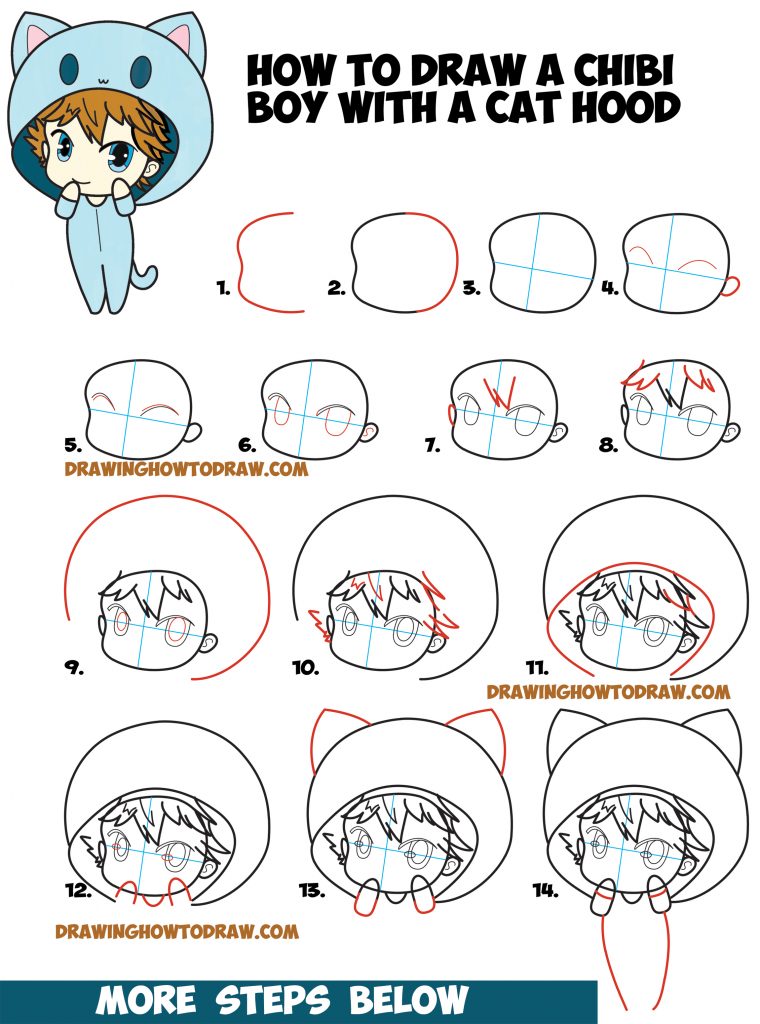 How to Draw a Chibi Boy with Hood On – Drawing Cute Chibi Boys – Easy ...