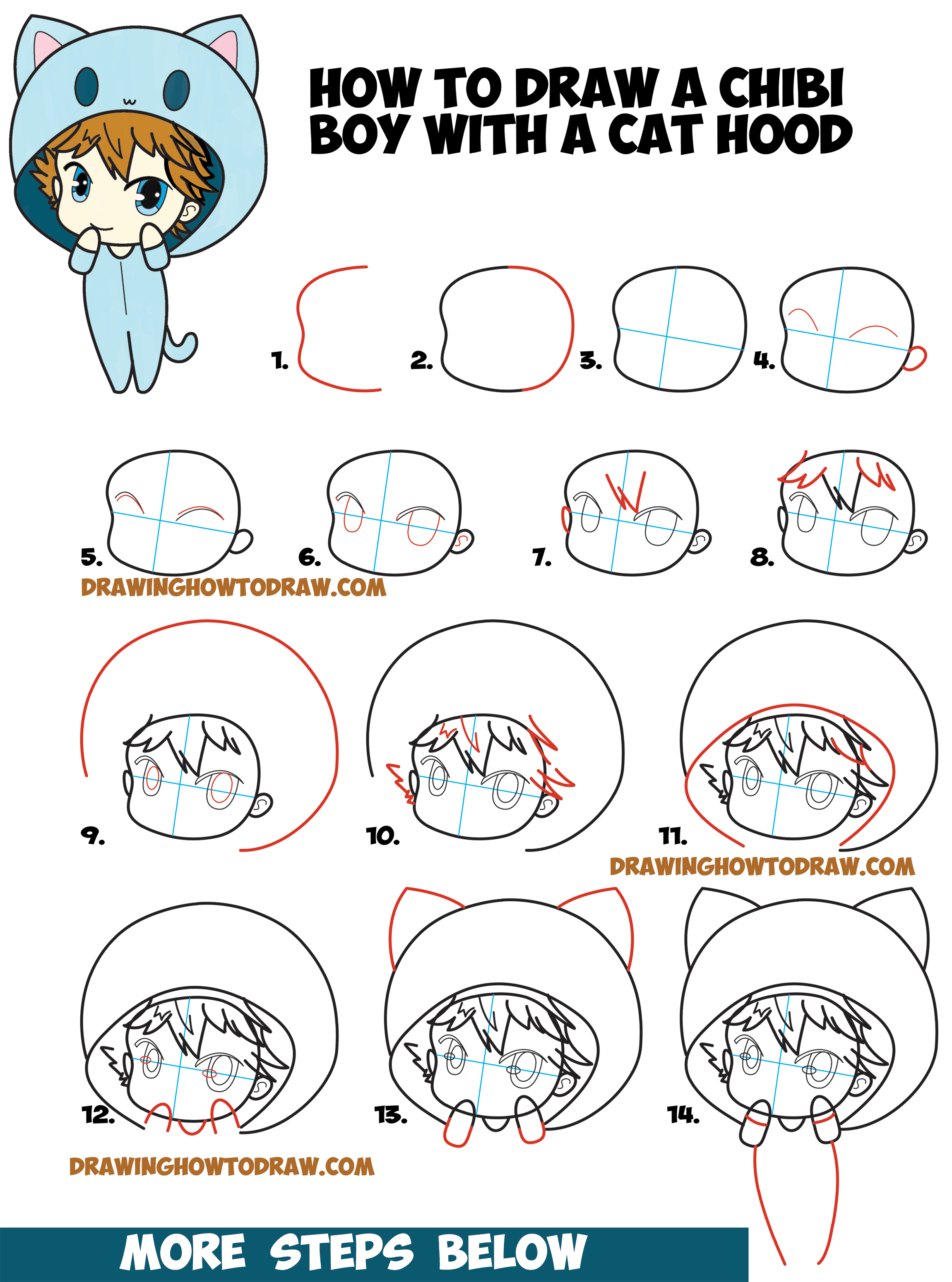 How to Draw a Chibi Boy with Hood On - Drawing Cute Chibi Boys - Easy Step by Step Drawing ...