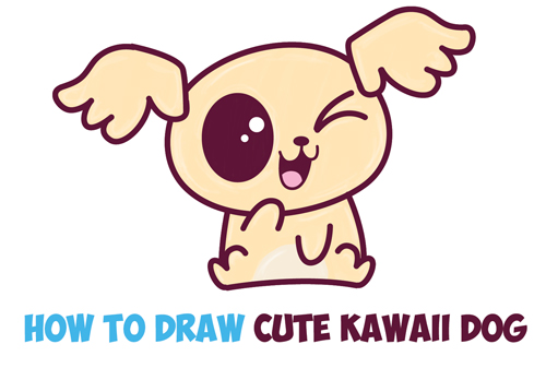 How to Draw Cute Kawaii / Chibi Puppy Dogs with Easy Step by Step ...