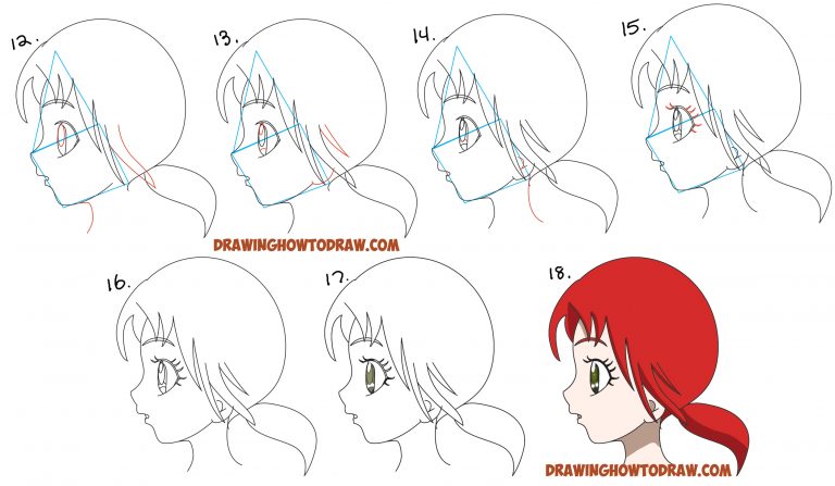 How to Draw an Anime / Manga Face and Eyes from the Side in Profile ...