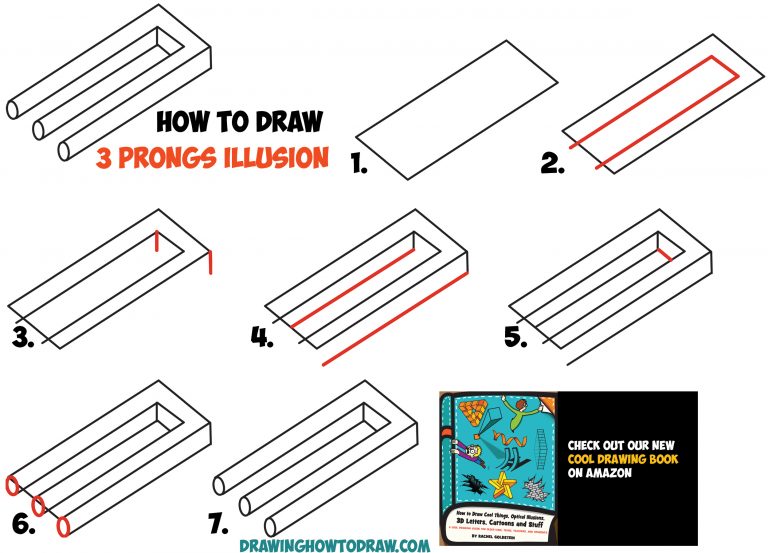 How to Draw 3 Prongs Optical Illusion Easy Step by Step Drawing ...