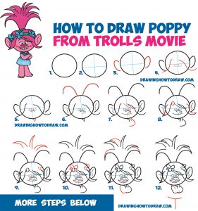 How to Draw Poppy from the Dreamworks Trolls Movie – Easy Step by Step ...