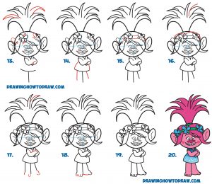 How to Draw Poppy from the Dreamworks Trolls Movie – Easy Step by Step ...