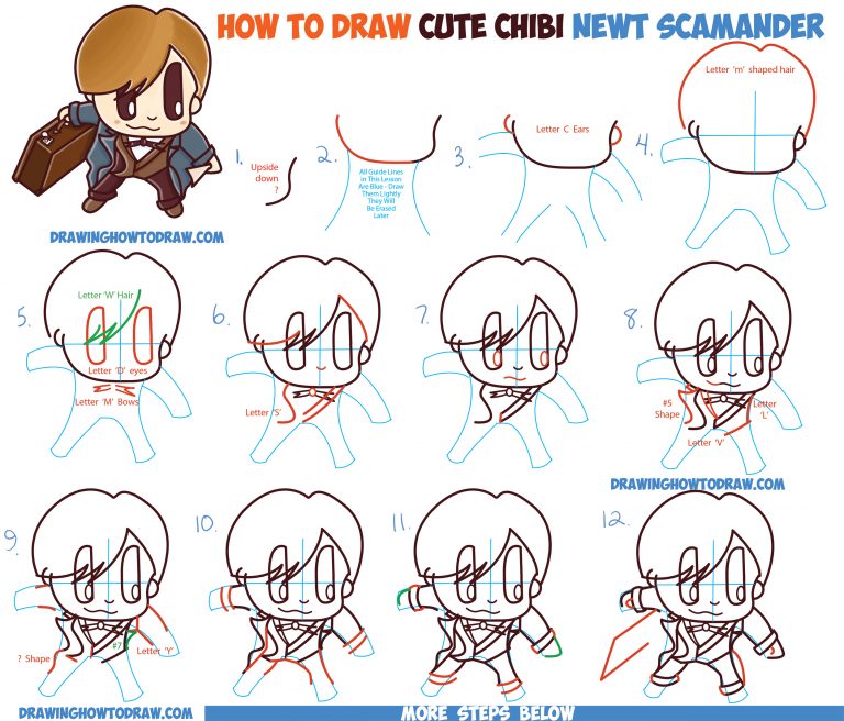 How to Draw Chibi Newt Scamander from Fantastic Beasts and Where to ...