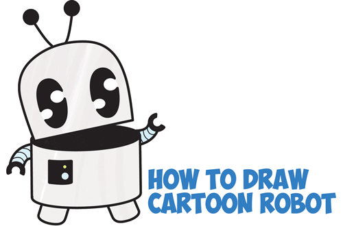 how to draw cartoon robots easy step by step drawing tutorial kids