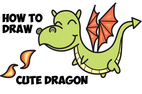 how to draw a cute dragon easy