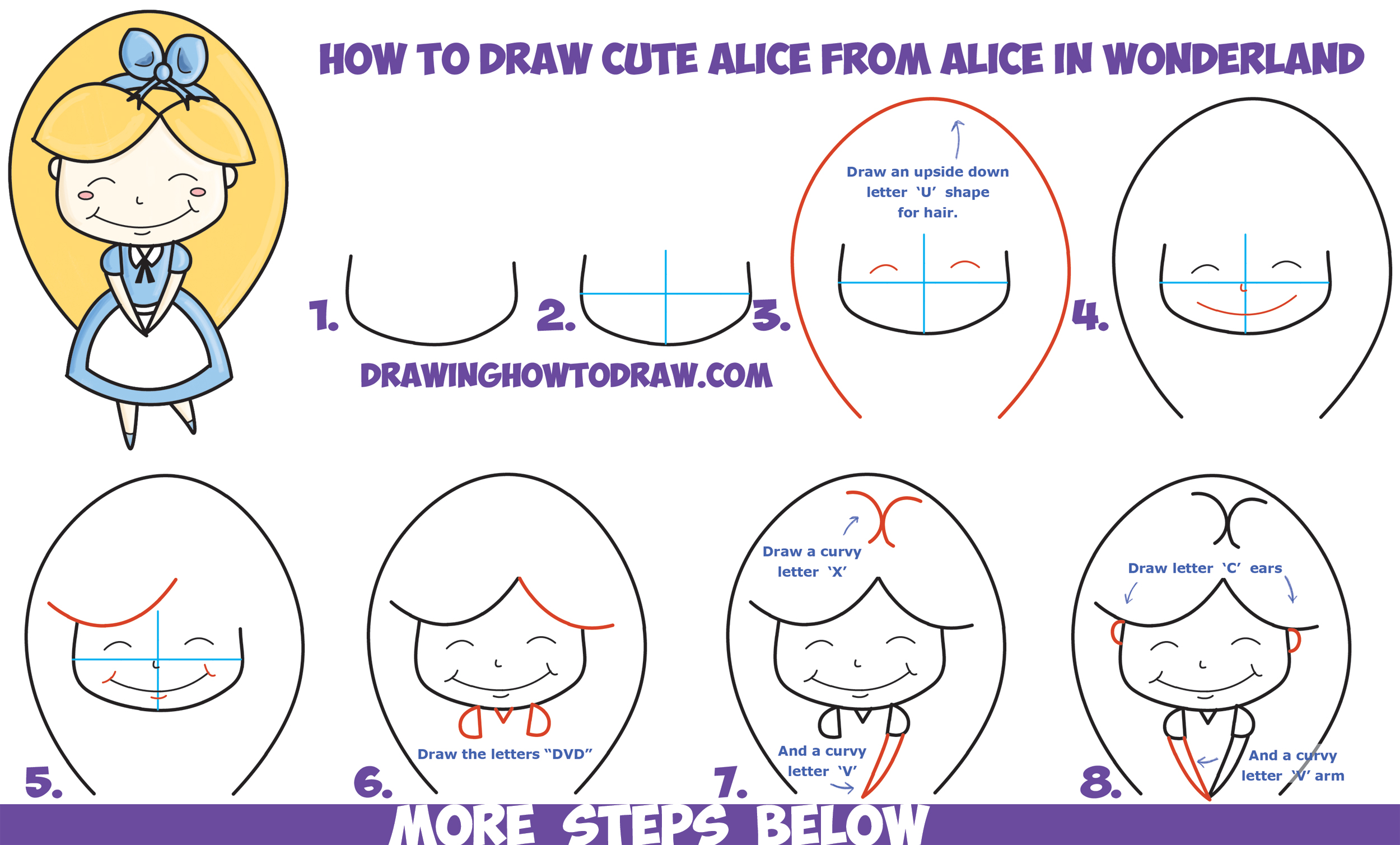 How to Draw Alice in Wonderland - Really Easy Drawing Tutorial