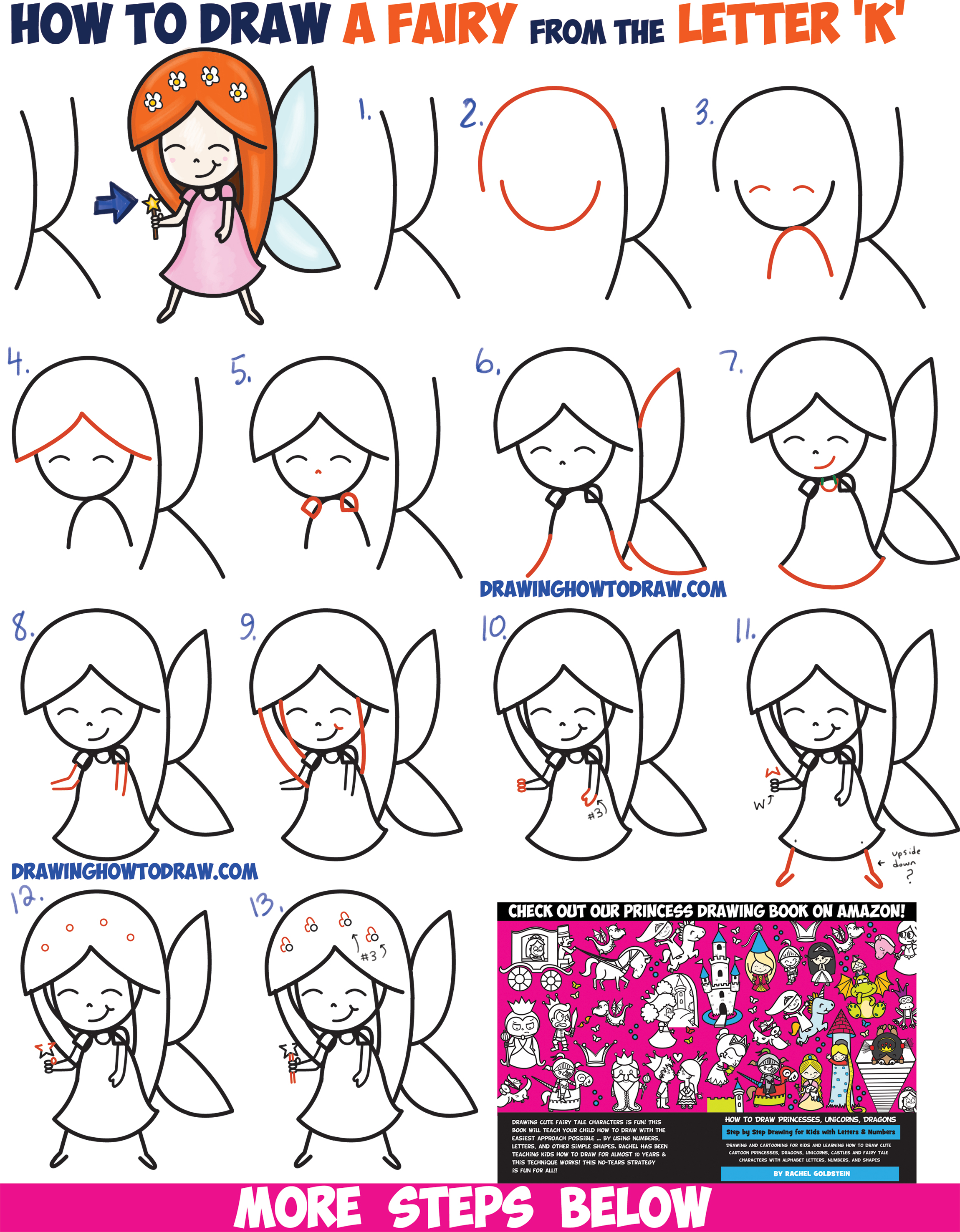 How To Draw A Cute Cartoon Fairy Kawaii Chibi From Letter K Easy Step By Step Drawing Tutorial For Kids How To Draw Step By Step Drawing Tutorials