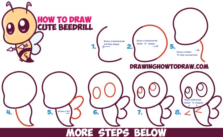 How to Draw Cute / Chibi / Kawaii Beedrill from Pokemon Easy Step by ...