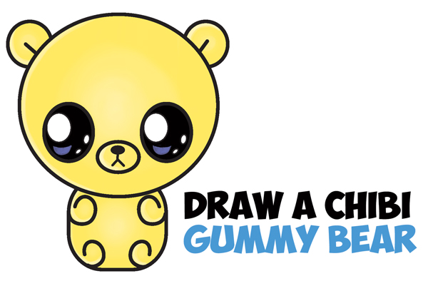 How to Draw a Cute Chibi / Kawaii / Cartoon Gummy Bear Easy Step ...