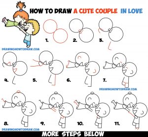 How to Draw a Cute Kawaii Chibi Couple in Love Spinning Each Other ...