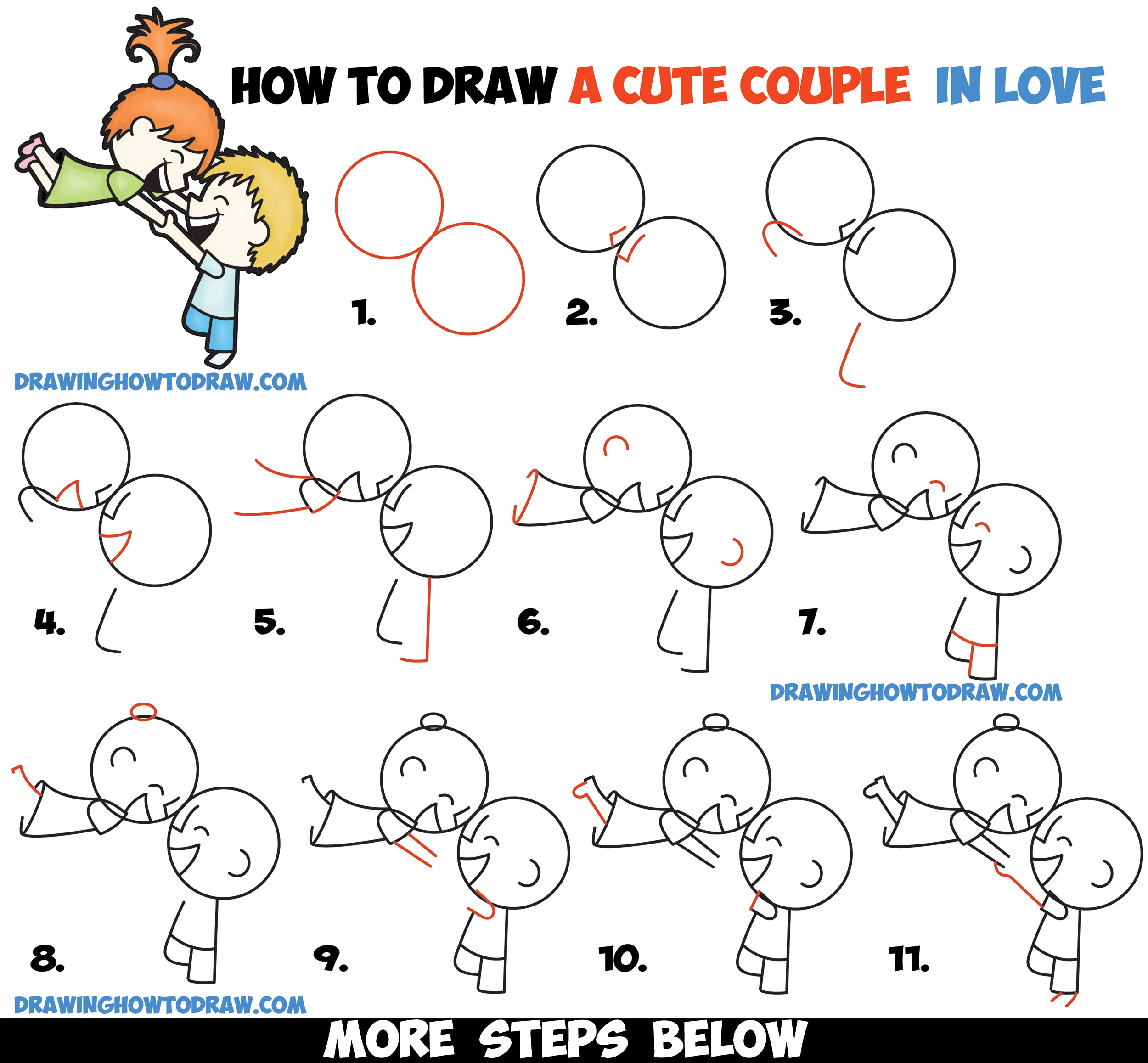 Valentines Day Drawing // How to draw a romantic couple hugging // Easy