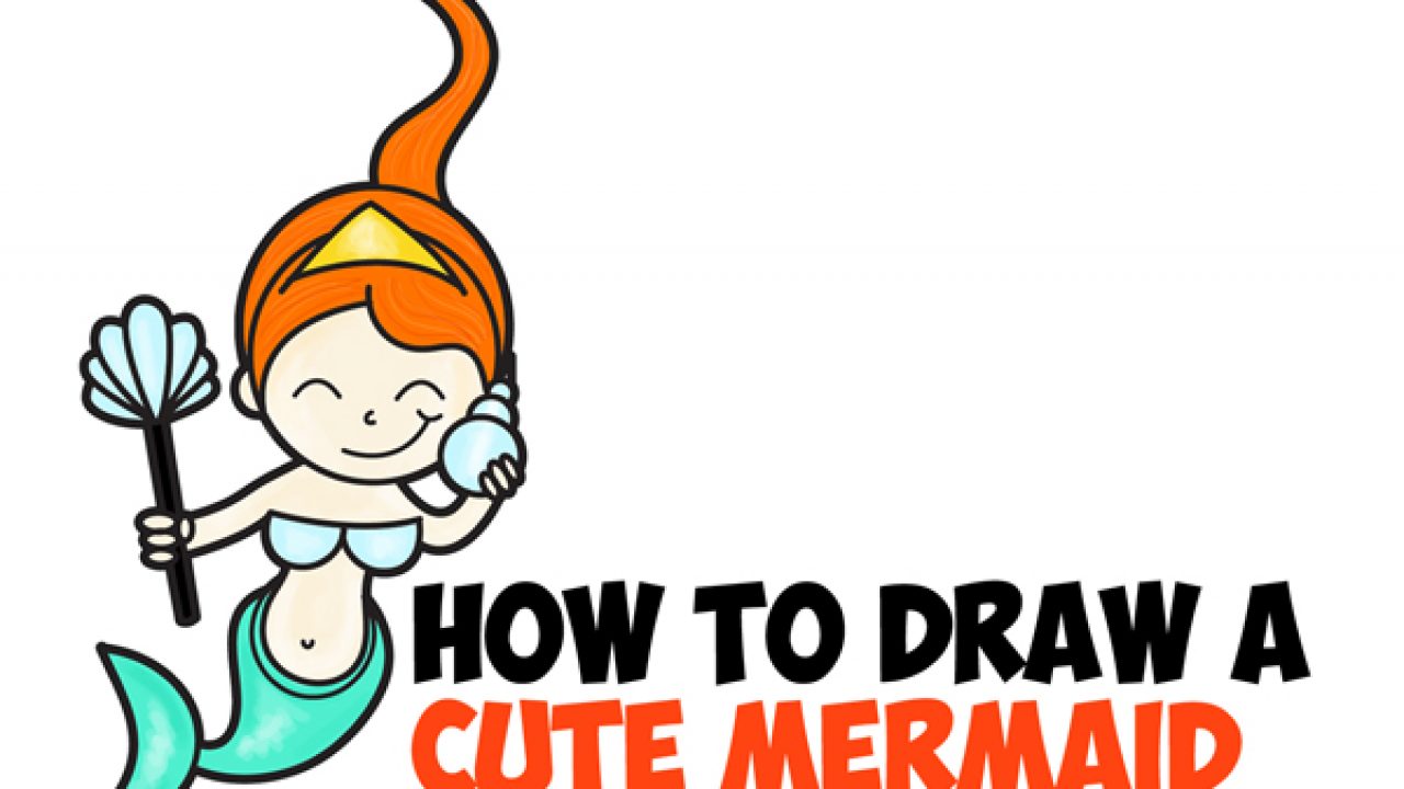 howtodraw a cute cartoon chibi kawaii mermaid easy steps lesson for children kids