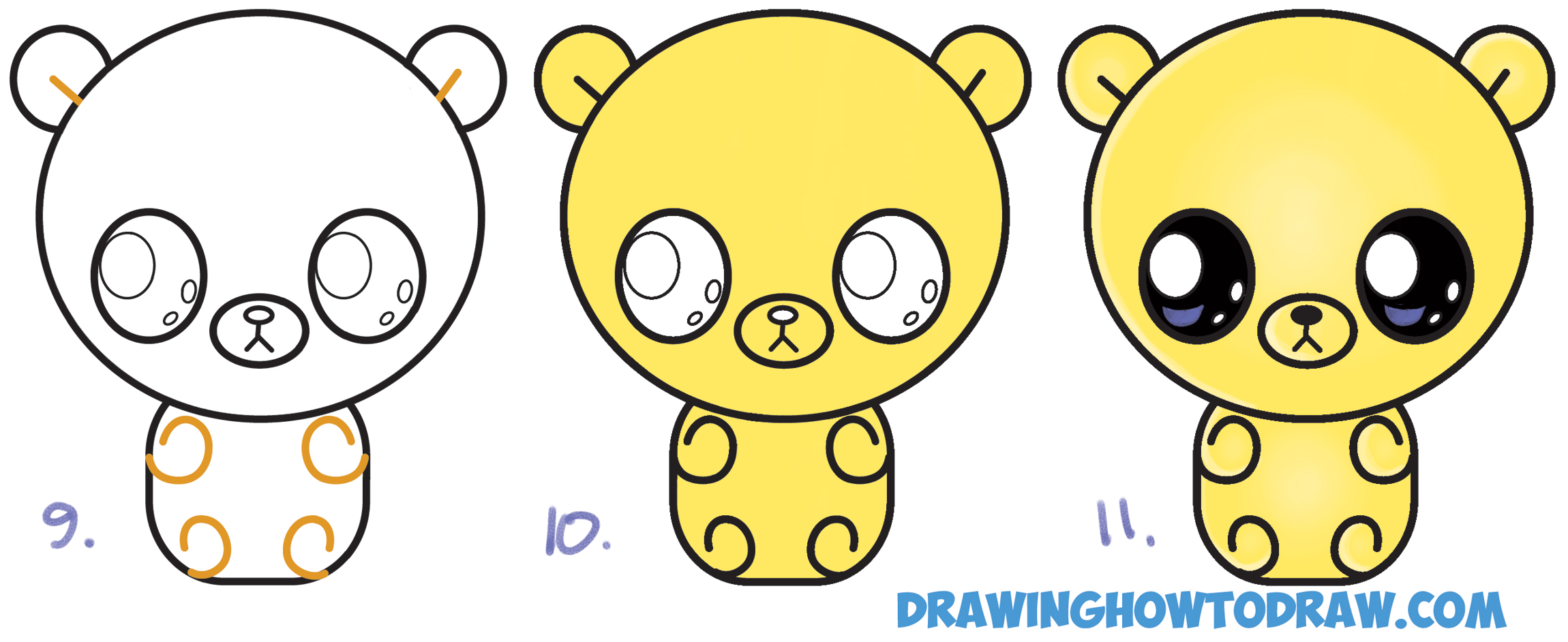How to Draw a Cute Chibi / Kawaii / Cartoon Gummy Bear Easy Step by