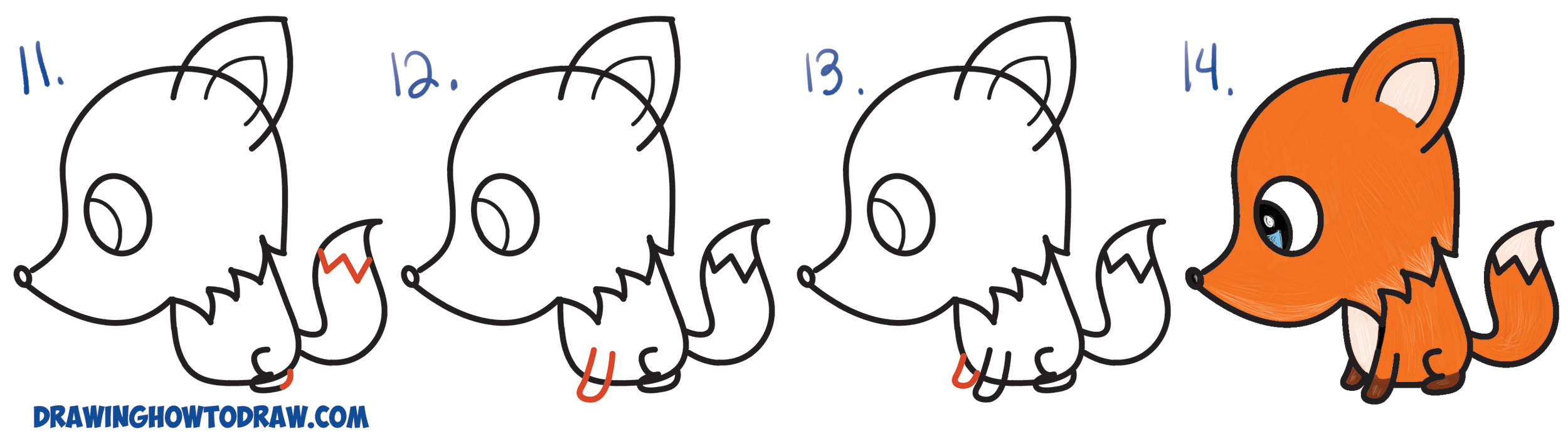 how to draw cute chibi kawaii fox easy step by step drawing tutorial for kids beginners 2