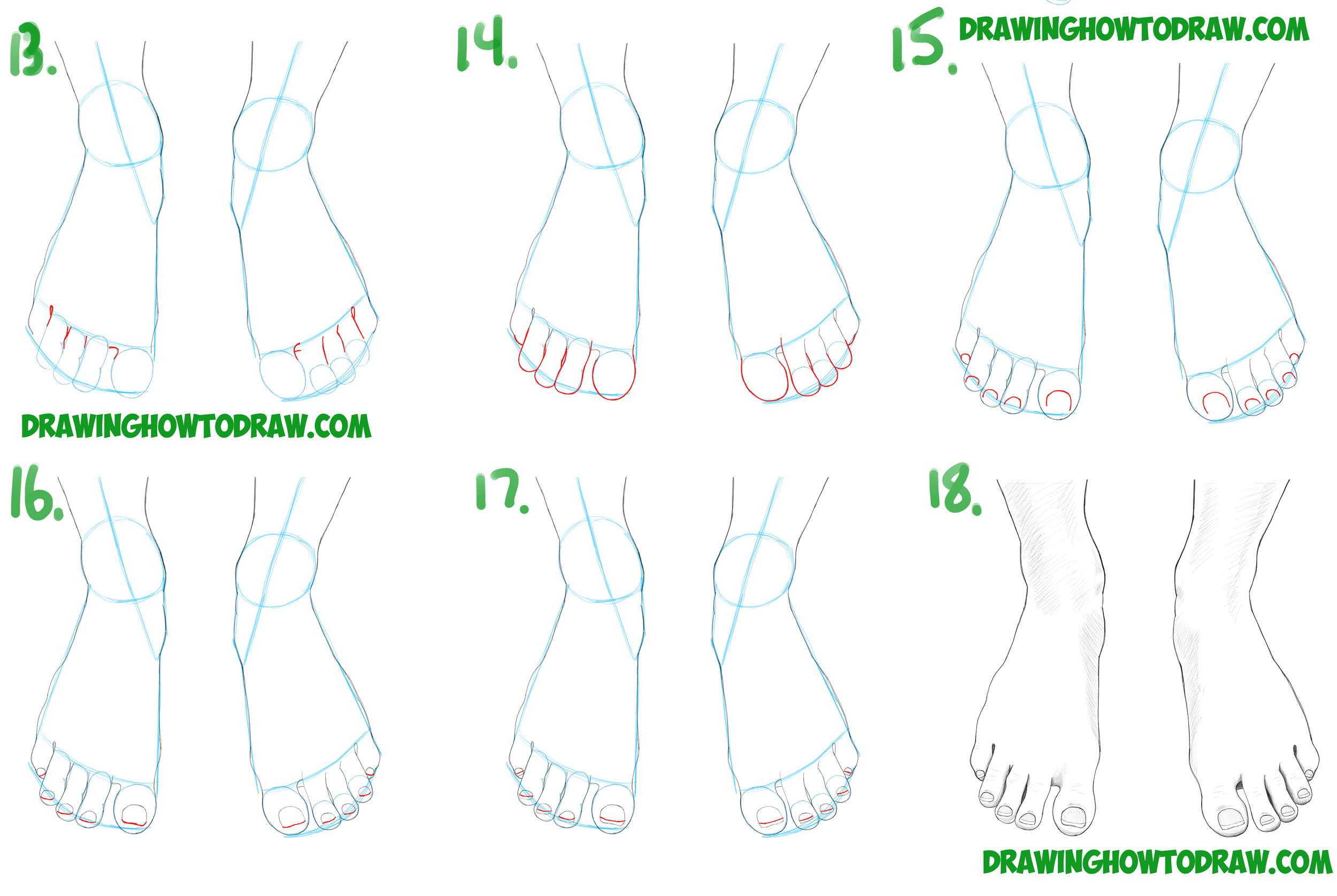 How to Draw Feet / the Human Foot with Easy Step by Step Drawing
