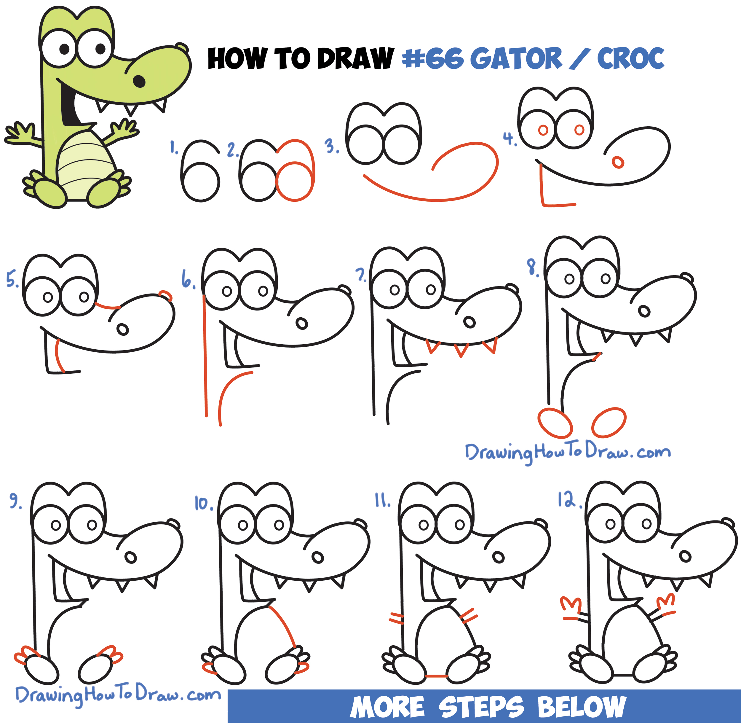 alligator drawing kids