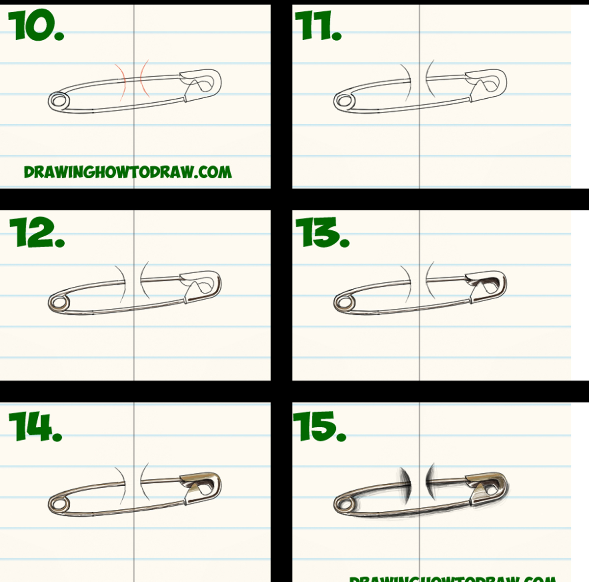 How To Draw Cool Stuff Draw A Safety Pin Holding 2 Pieces Of Paper 