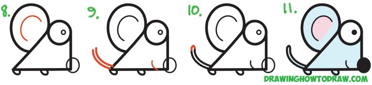 How to Draw a Cartoon Mouse from Numbers “29” in Easy Step by Step ...