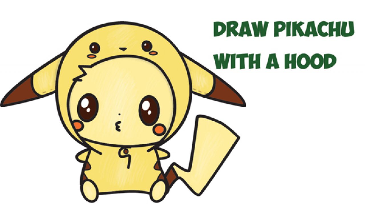 How To Draw Cute Pikachu With Costume Hood From Pokemon Kawaii Chibi Style Easy Step By Step Drawing Tutorial For Kids And Beginners How To Draw Step By Step Drawing Tutorials