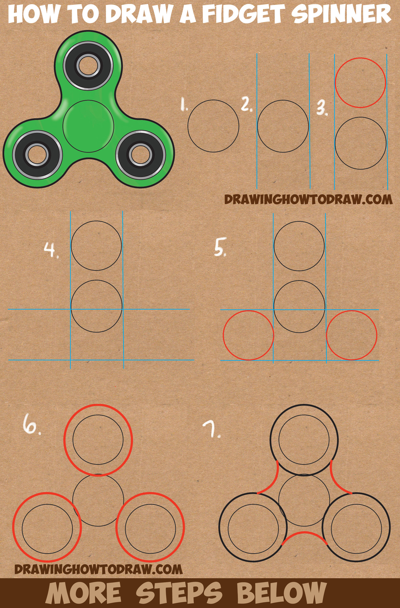 how to draw a fidget spinner step by step