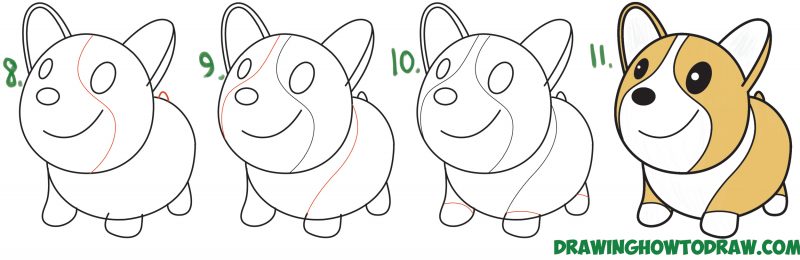 How to Draw a Cute Corgi (Cartoon / Kawaii / Chibi) Easy Step by Step ...