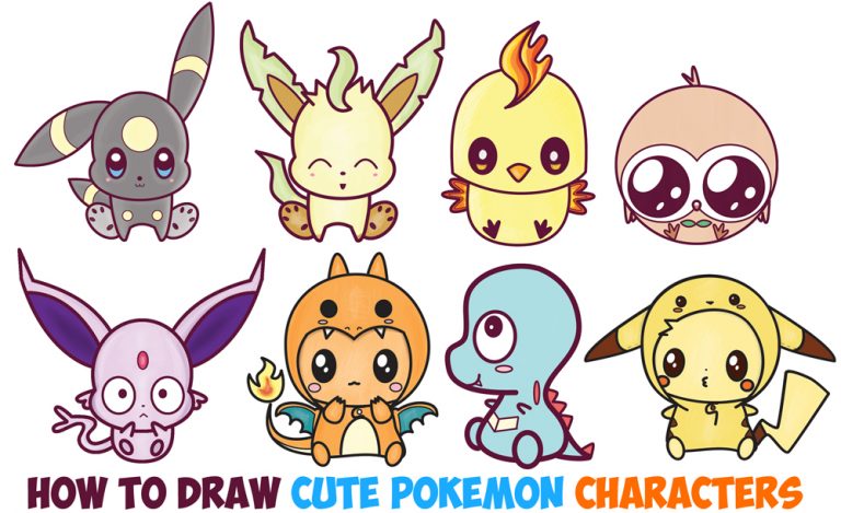 Learn How To Draw Cute Kawaii Chibi Pokemon Characters Easy Step By   How To Draw Cute Chibi Kawaii Pokemon Characters Easy Step By Step Drawing Tutorial For Kids Beginners 768x469 