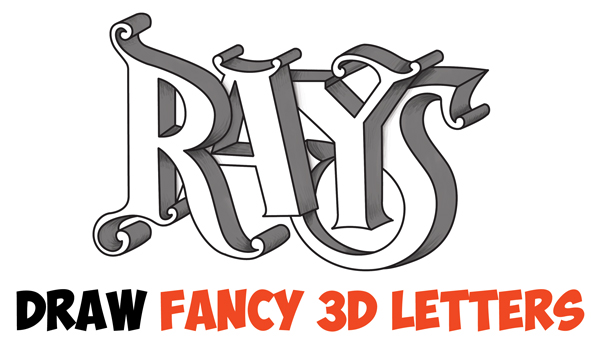 How to Draw 3D Fancy Curvy Letters Easy Step by Step Drawing ...