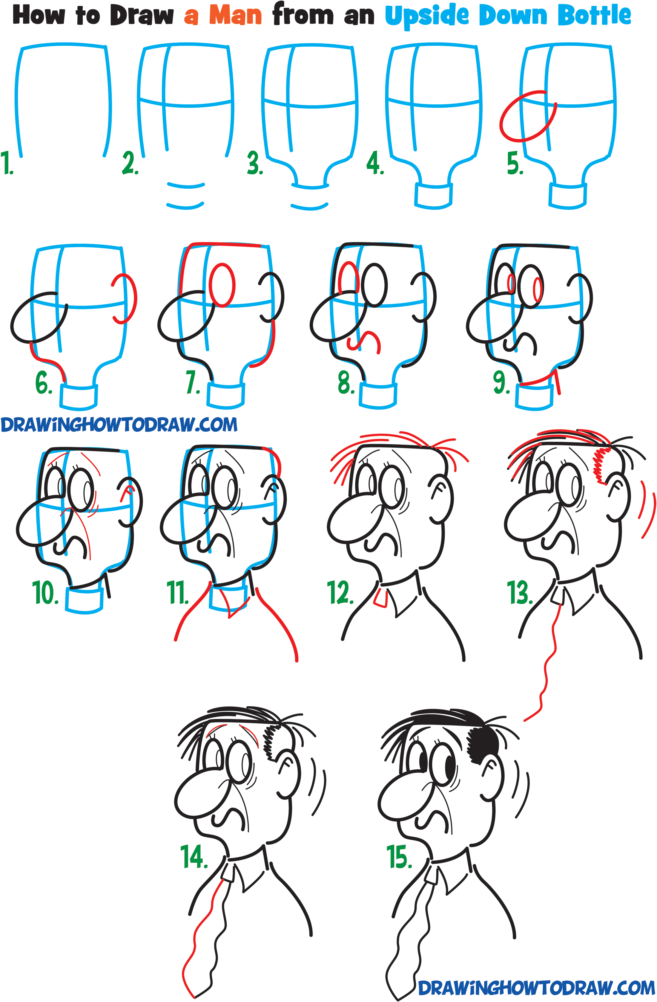 Learn How To Draw Cartoon Men Character s Faces From Household Objects 