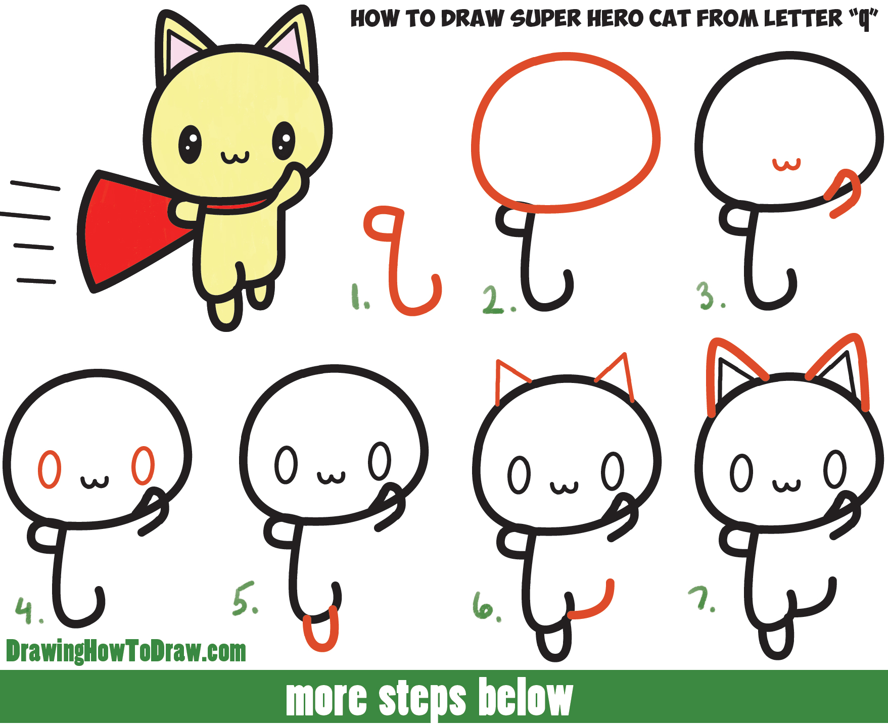 Easy How to Draw a Kitten Tutorial and Kitten Coloring Page