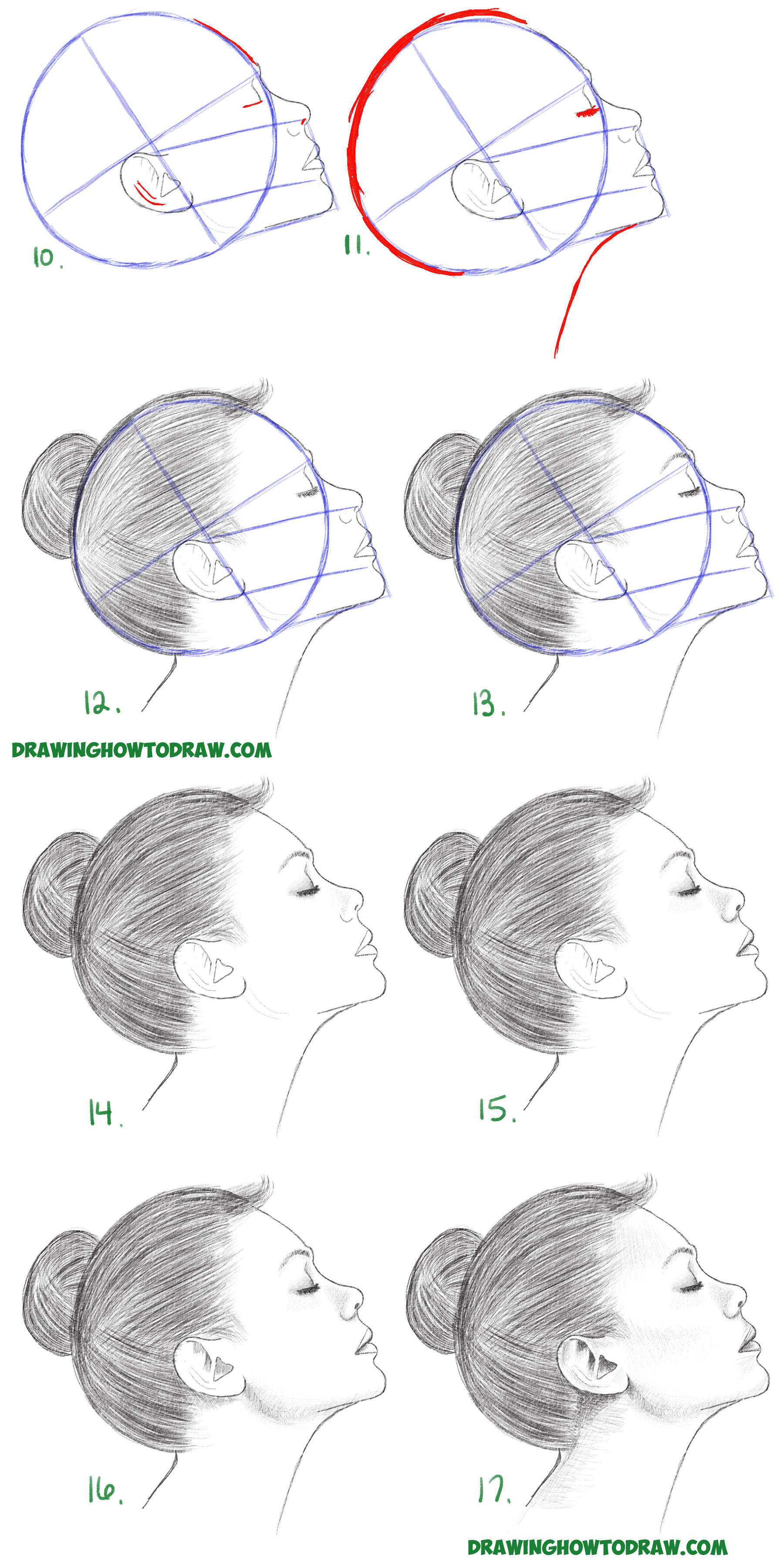How to Draw a Face from the Side Profile View (Female / Girl / Woman