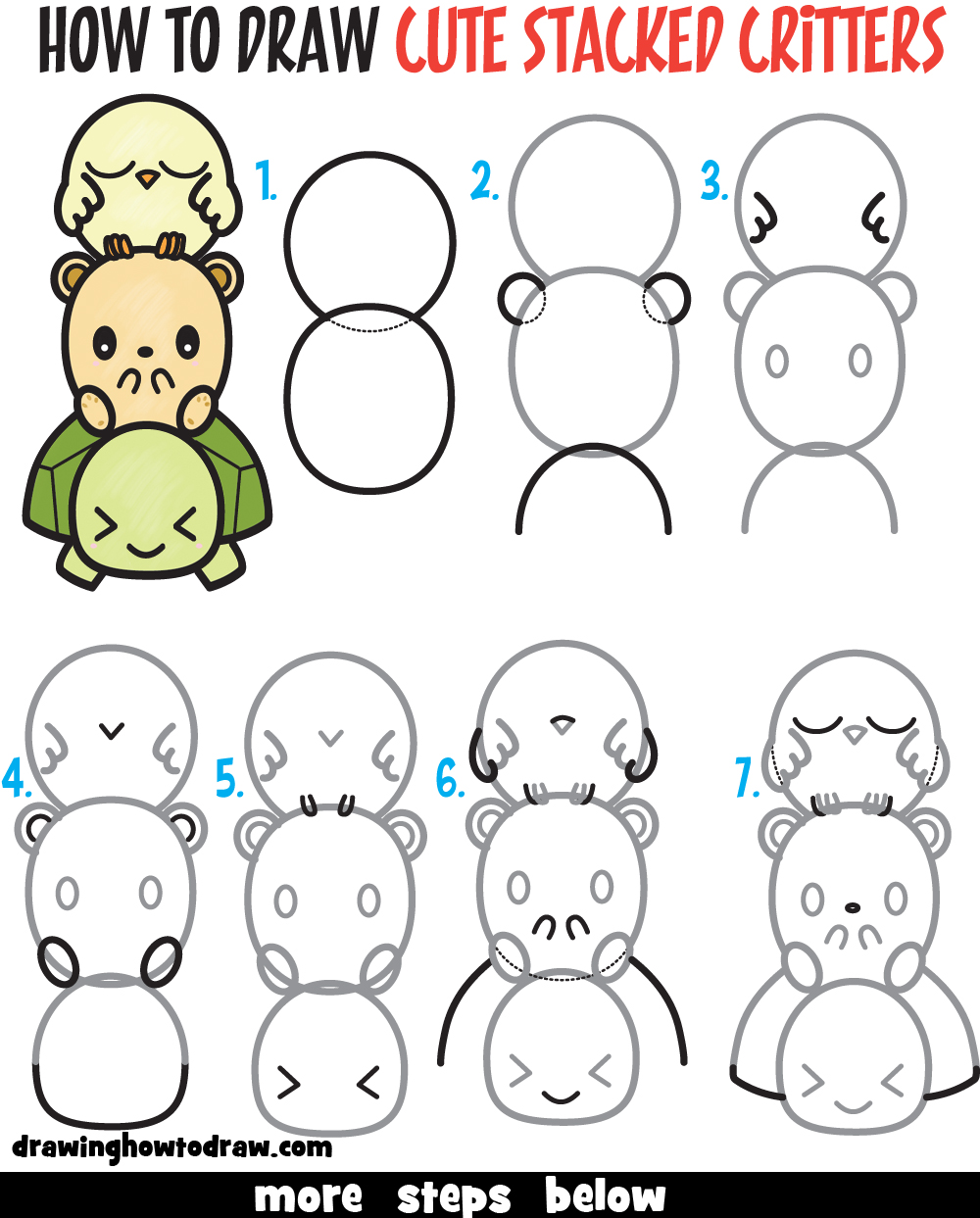 cute cartoon characters to draw step by step