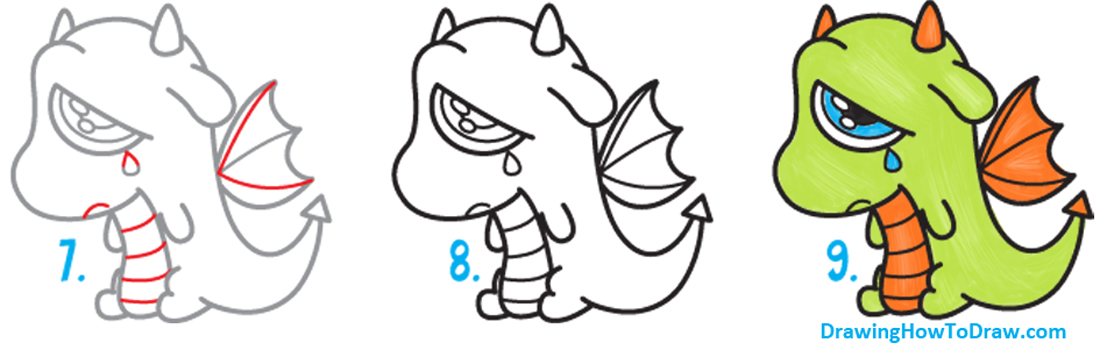 how to draw a cute dragon easy
