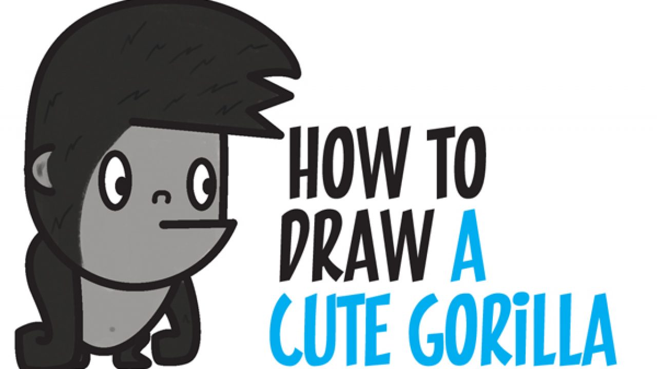 learn how to draw cute chibi kawaii cartoon gorilla simple steps drawing lesson children